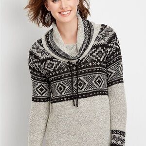 Maurices Black and Gray Cowl Neck Sweater
